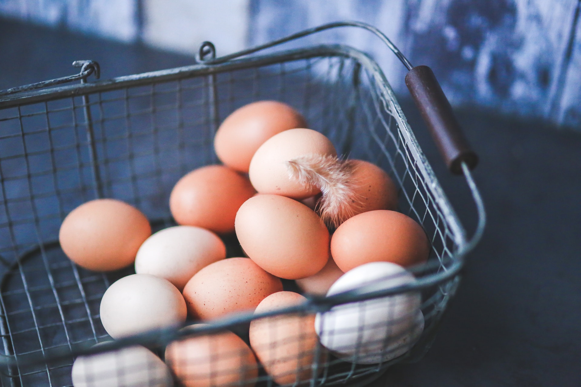 Eggs in a metal basket