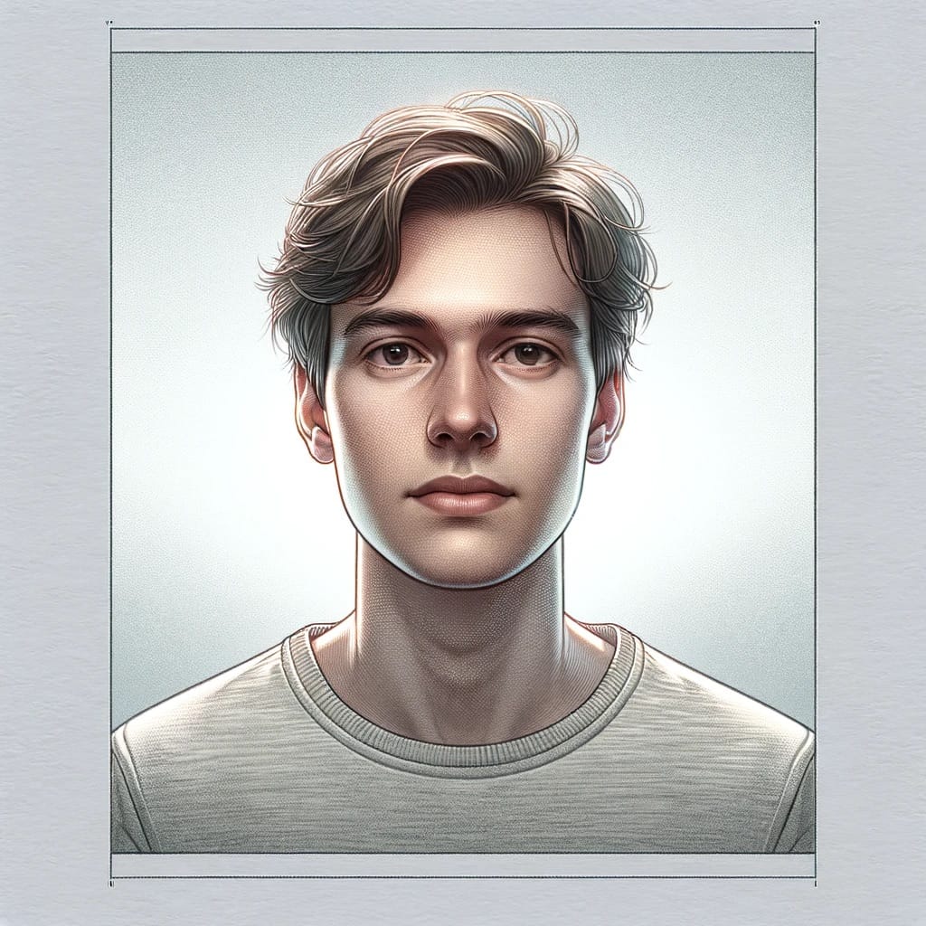 illustration of a young man for passport photo